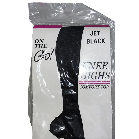 Lot Of  2 On The Go! Knee Highs Comfort Top 1-Nude 1-Jet Black Size - 8 1/2-11 - Picture 3 of 7